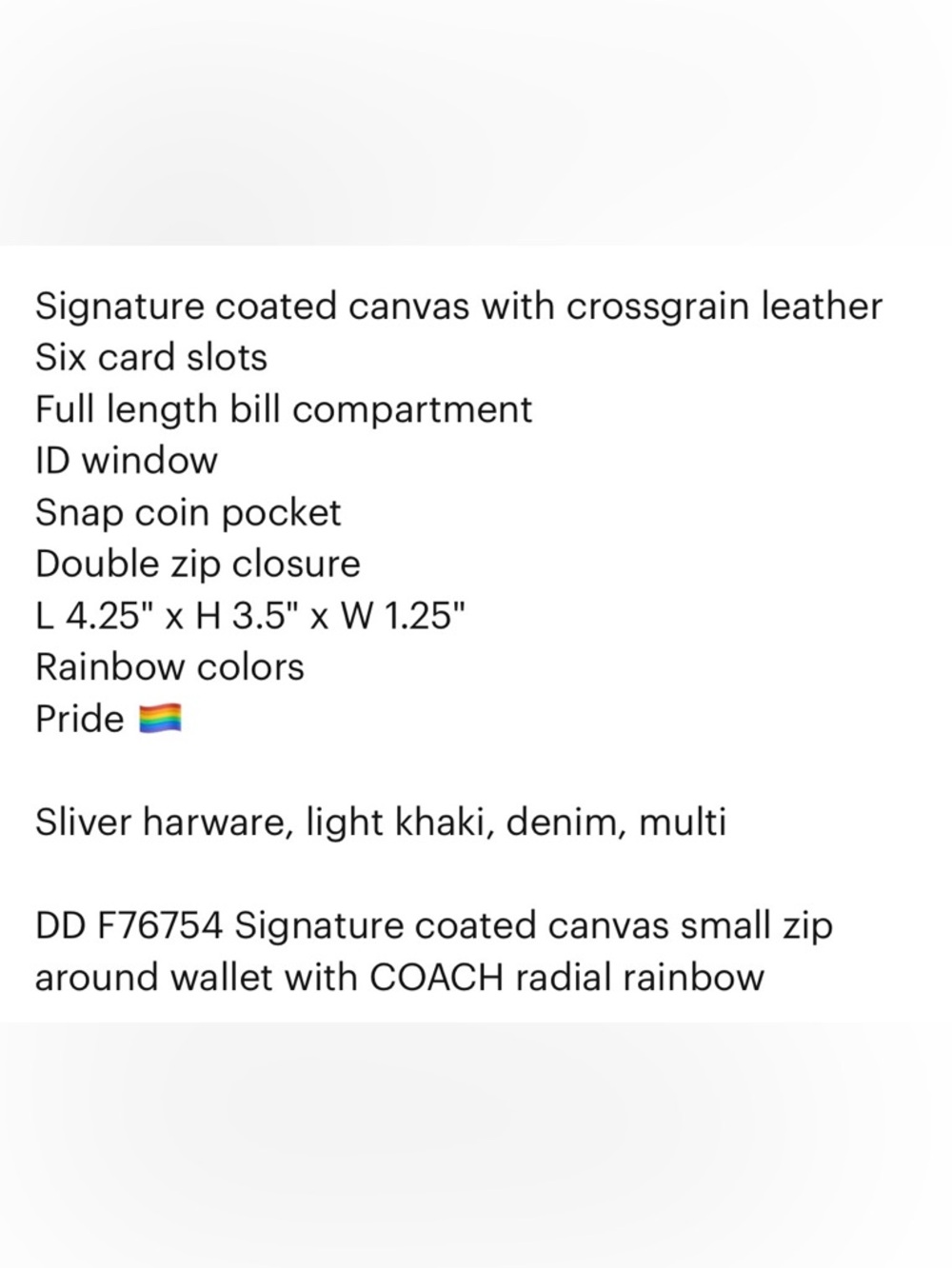 Coach Radial Rainbow Double Zip Wallet - Picture 6 of 6